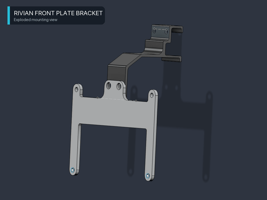 Rivian Front License Plate Bracket R1S / R1T (2022–2027) — No Drill, Heavy-Duty Mount