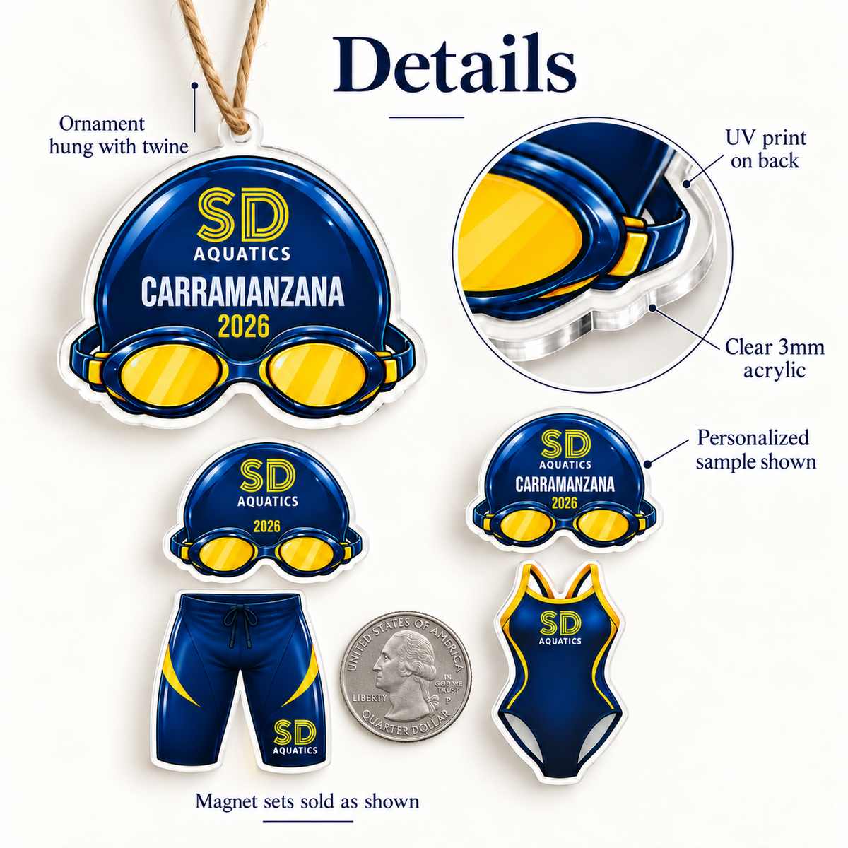 San Dimas Aquatics 2026 Swim Ornament