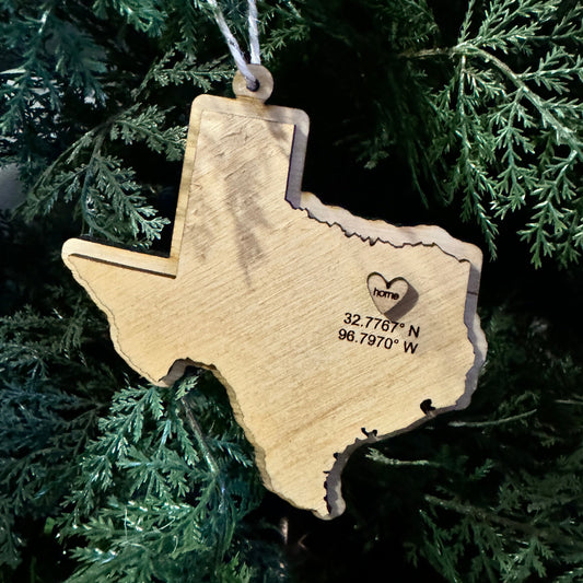 Custom Wood Home State Ornament