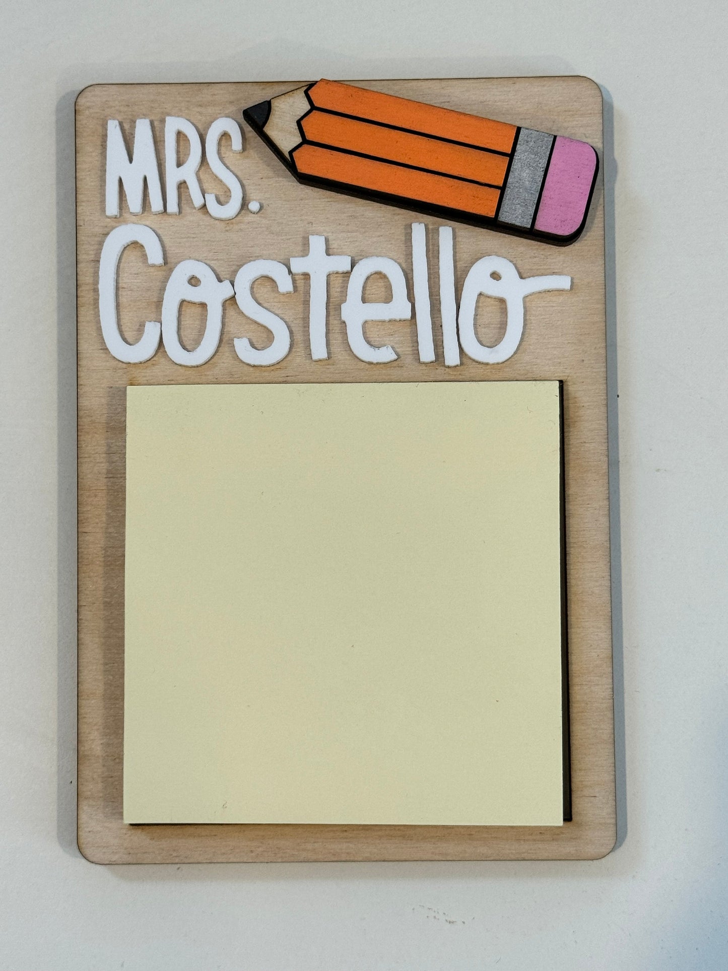 Teacher Appreciation Post It Note Holder - Wood and Acrylic Engraved