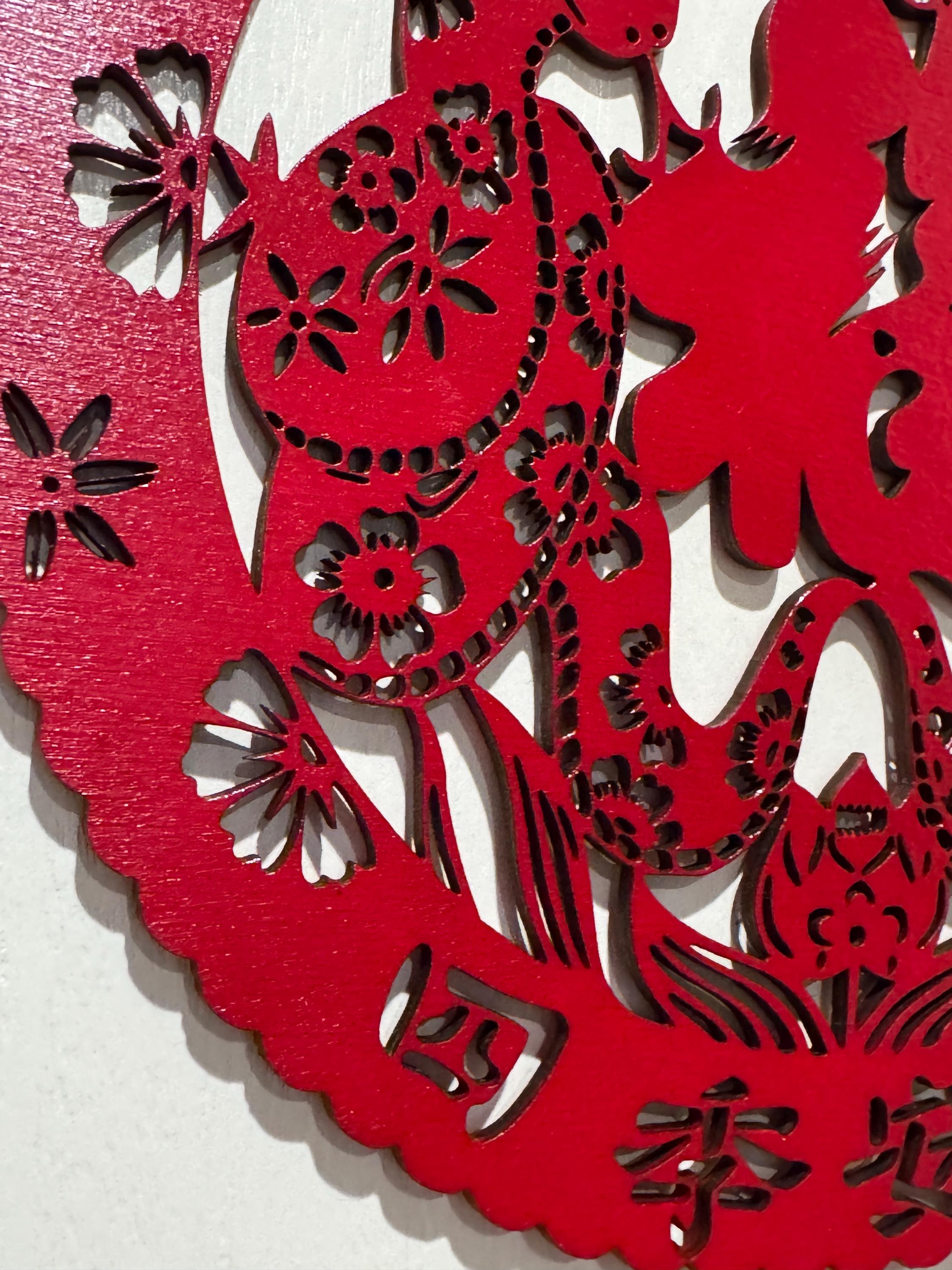 Chinese New Year Fu 福 Round Wood sign (Snake)