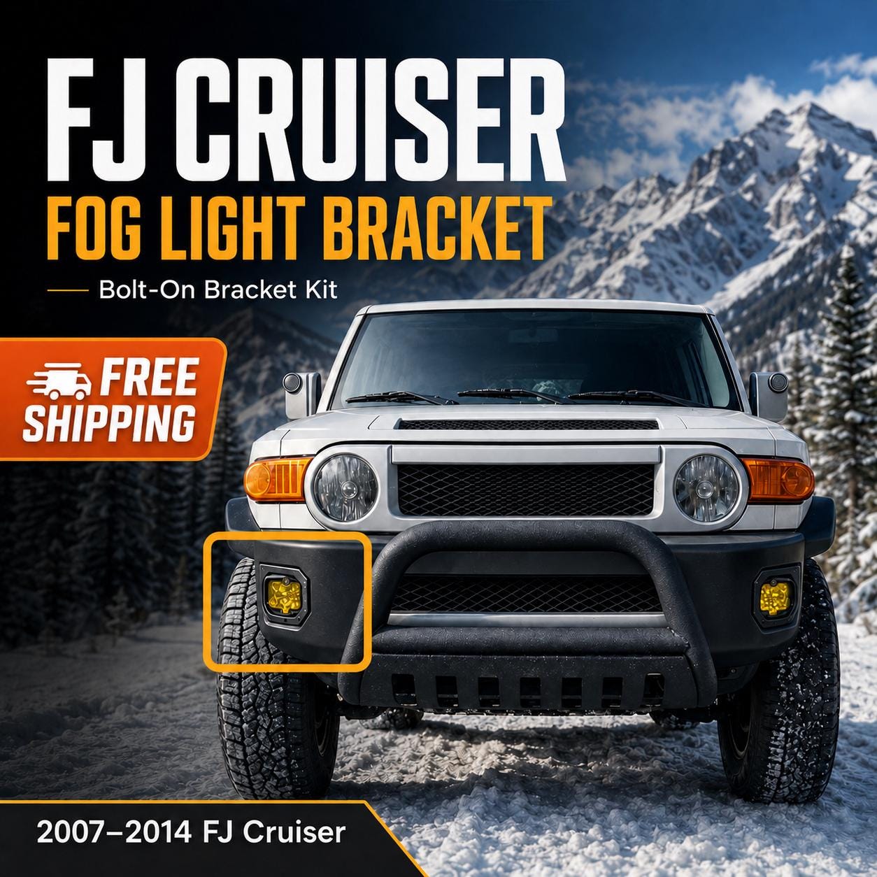FJ Cruiser Fog Light Mounting Brackets - Bumper Wing Replacement - Off-Road Accessory