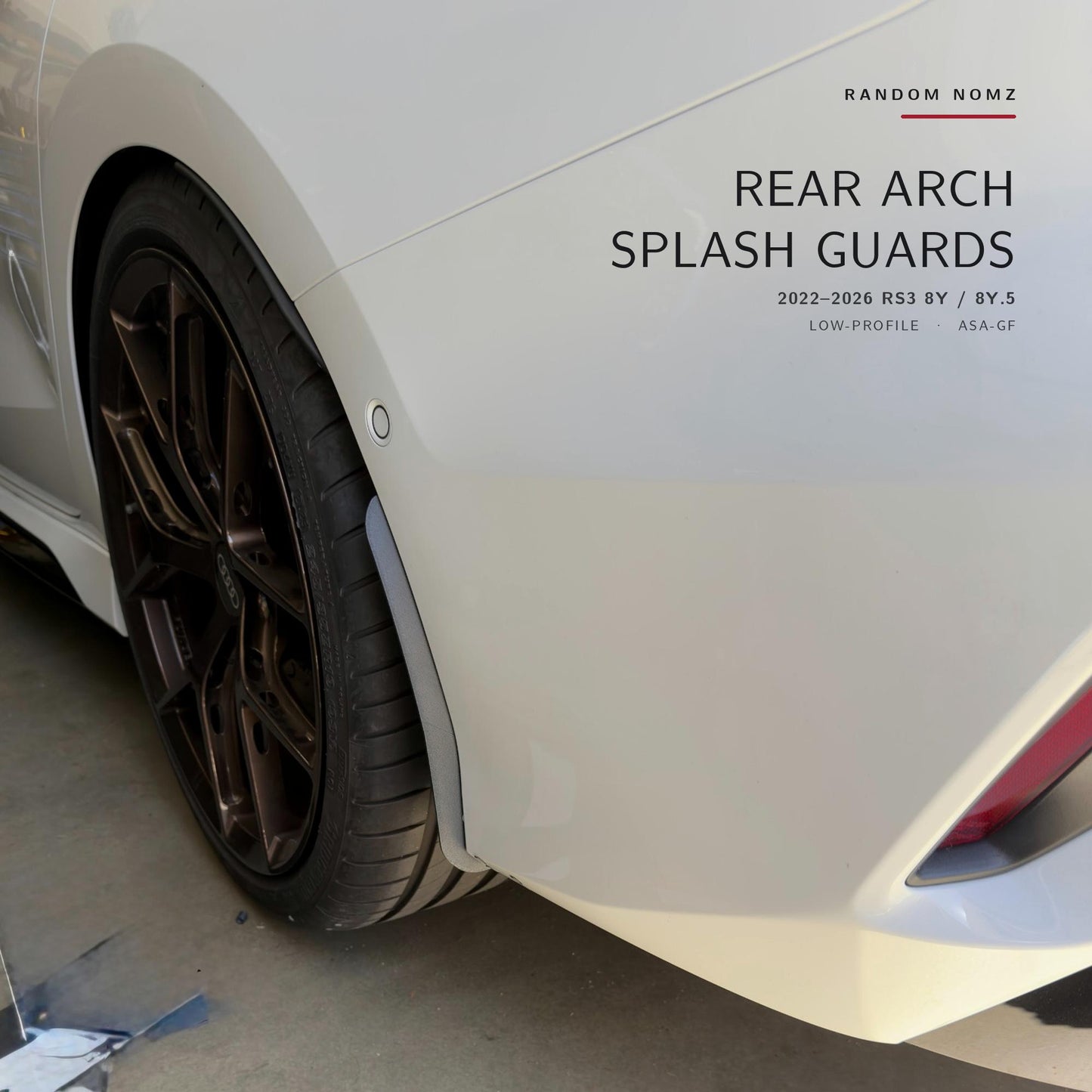 Black ASA-GF Rear Arch Splash Guards Compatible with Audi RS3 8Y, 2022–2026