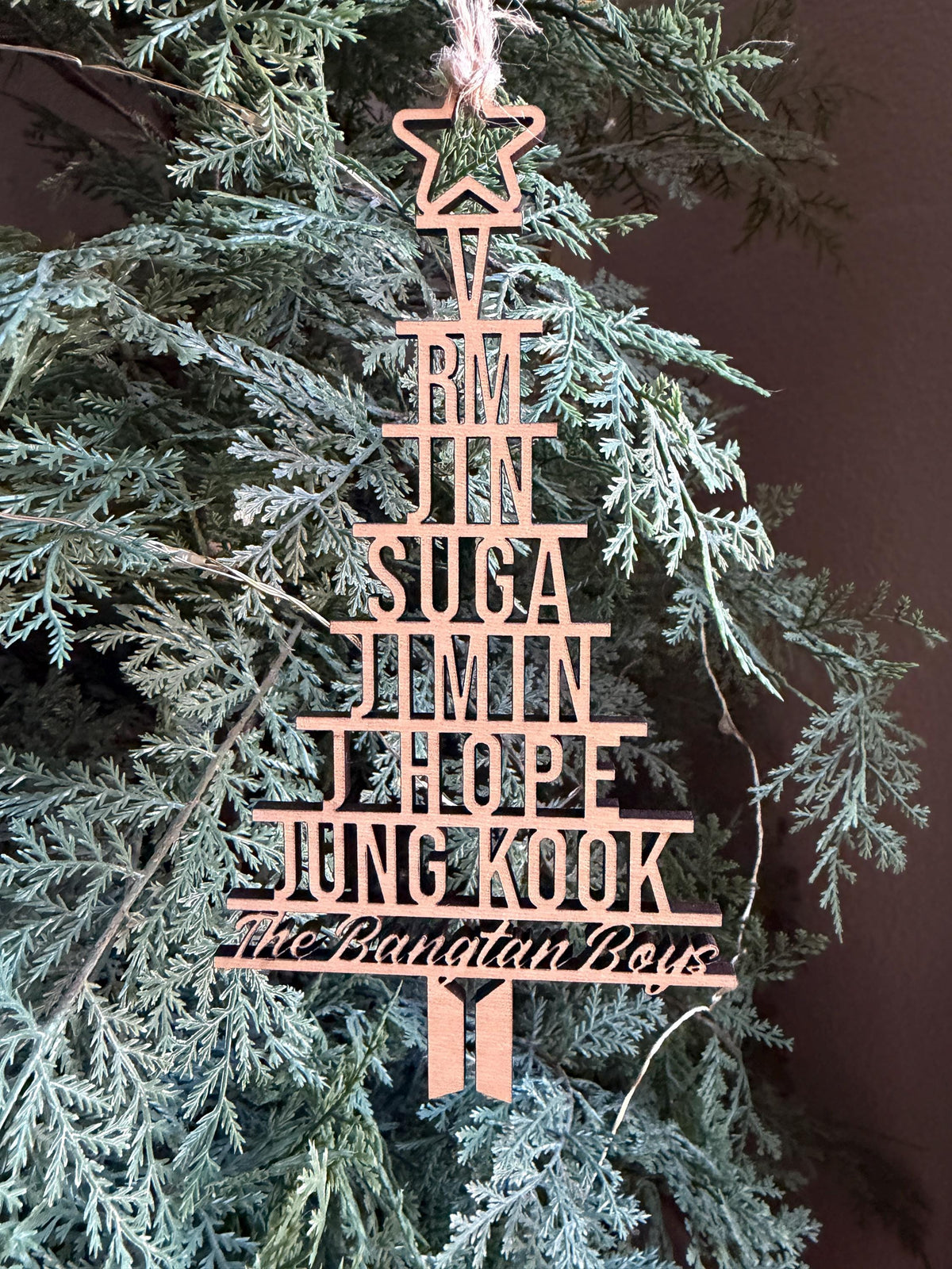 BTS Inspired Christmas Ornament | Bangtan Boys Wooden Ornament | Kpop Fan Gift | Stacked Member Names