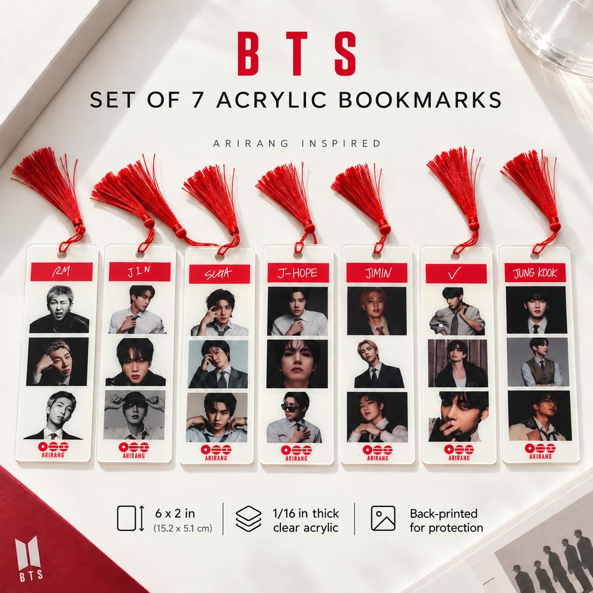 BTS Arirang Inspired Acrylic Bookmark – Member Bookmark