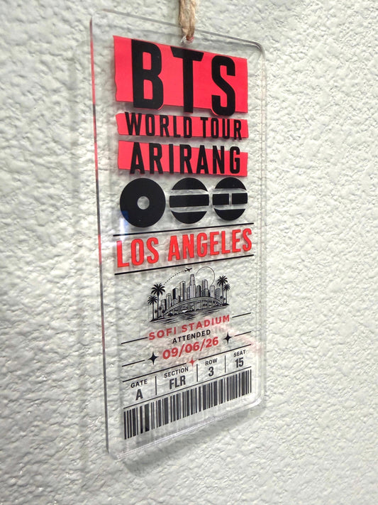 BTS 2026 North America Arirang World Tour Ornament, Personalized Concert Ticket, Clear Acrylic Ornament, Custom City & Concert Date, ARMY